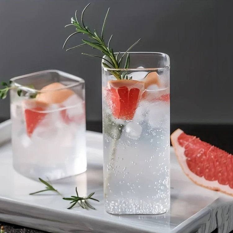 Enhabit Square Long Glass Tumblers 400ml, Set of 2