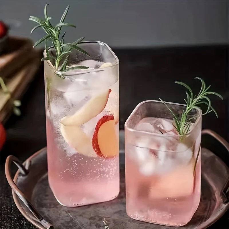 Enhabit Square Long Glass Tumblers 400ml, Set of 2