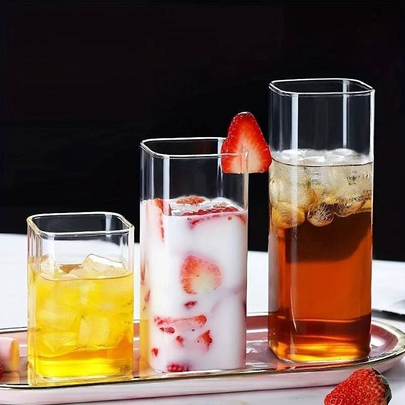 Enhabit Square Long Glass Tumblers 400ml, Set of 2