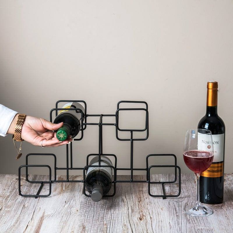 Enhabit Squares Wine Rack - Metal Black