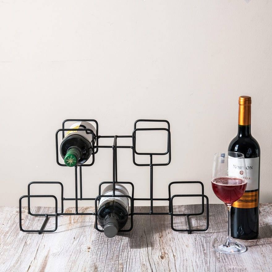 Enhabit Squares Wine Rack - Metal Black