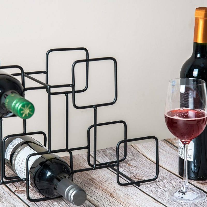 Enhabit Squares Wine Rack - Metal Black