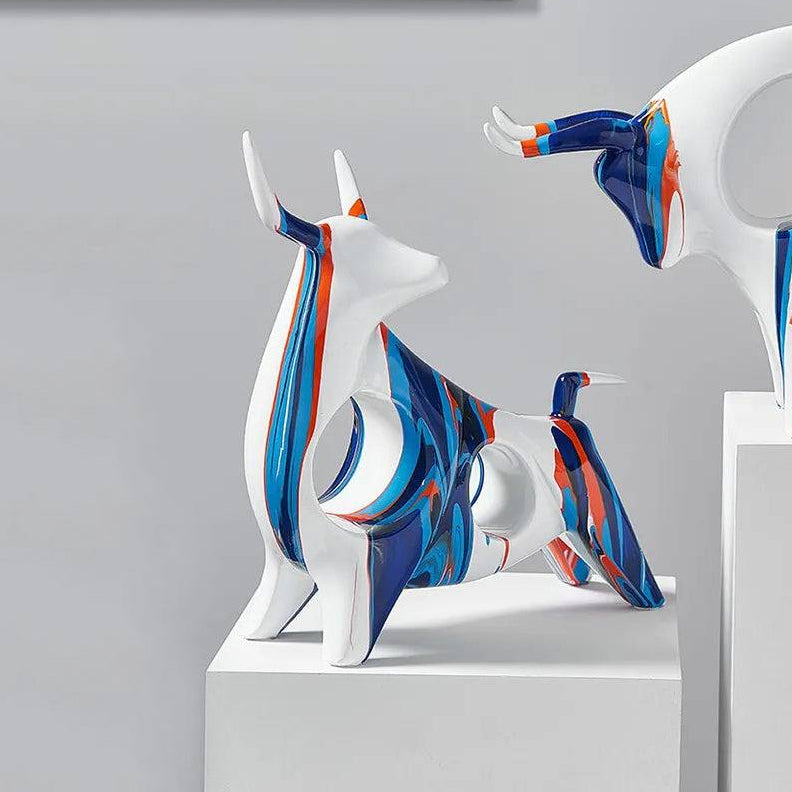 Enhabit Standing Bull Decorative Sculpture - Splash Blue