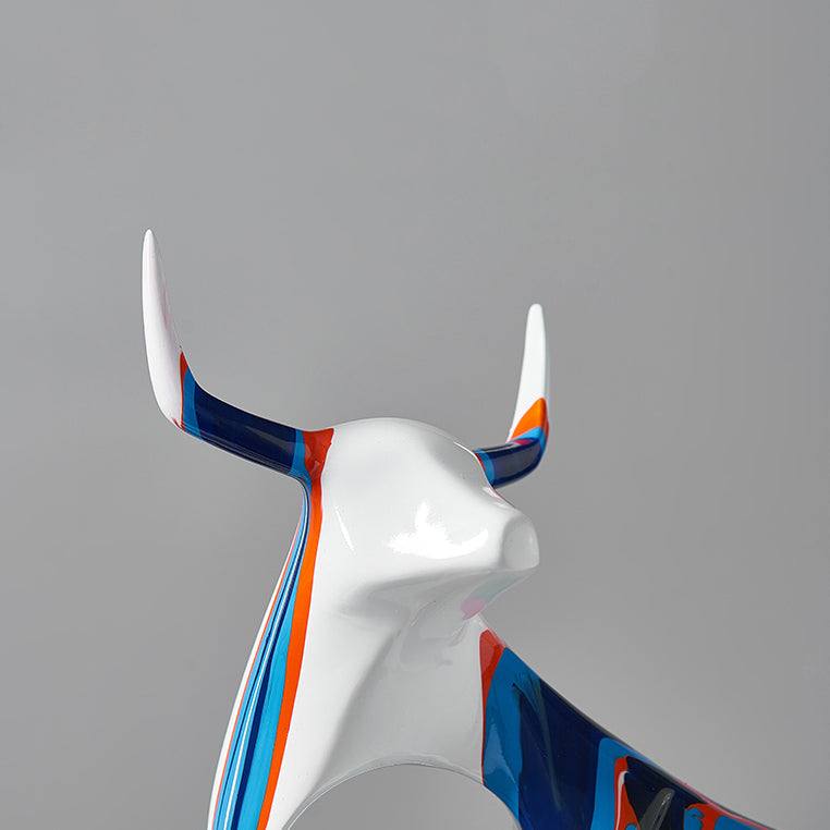 Enhabit Standing Bull Decorative Sculpture - Splash Blue