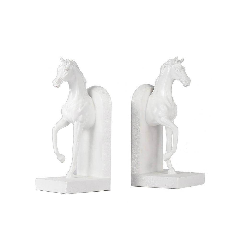 Enhabit Striding Horses Bookends, Set of 2 - White