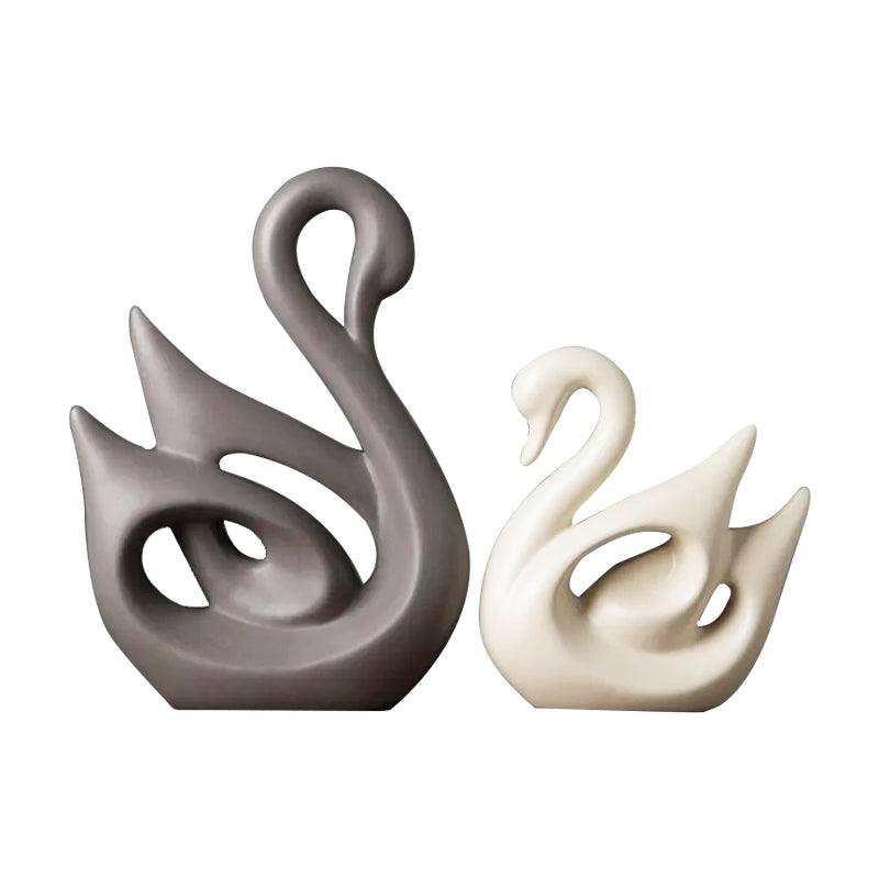 Enhabit Swan Decorative Accents, Set of 2 - Grey & Beige