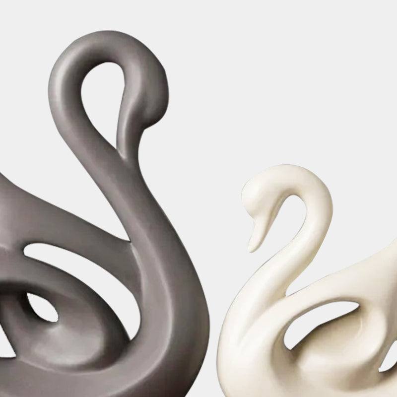 Enhabit Swan Decorative Accents, Set of 2 - Grey & Beige