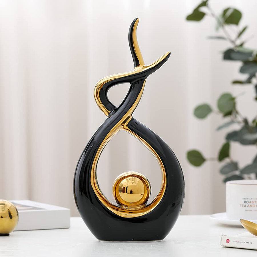 Enhabit Swirl Ceramic Sculpture - Black Gold