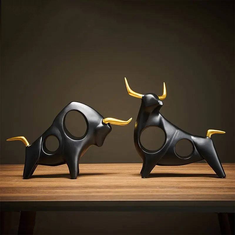 Enhabit Taurus Decorative Sculptures, Set of 2 - Black