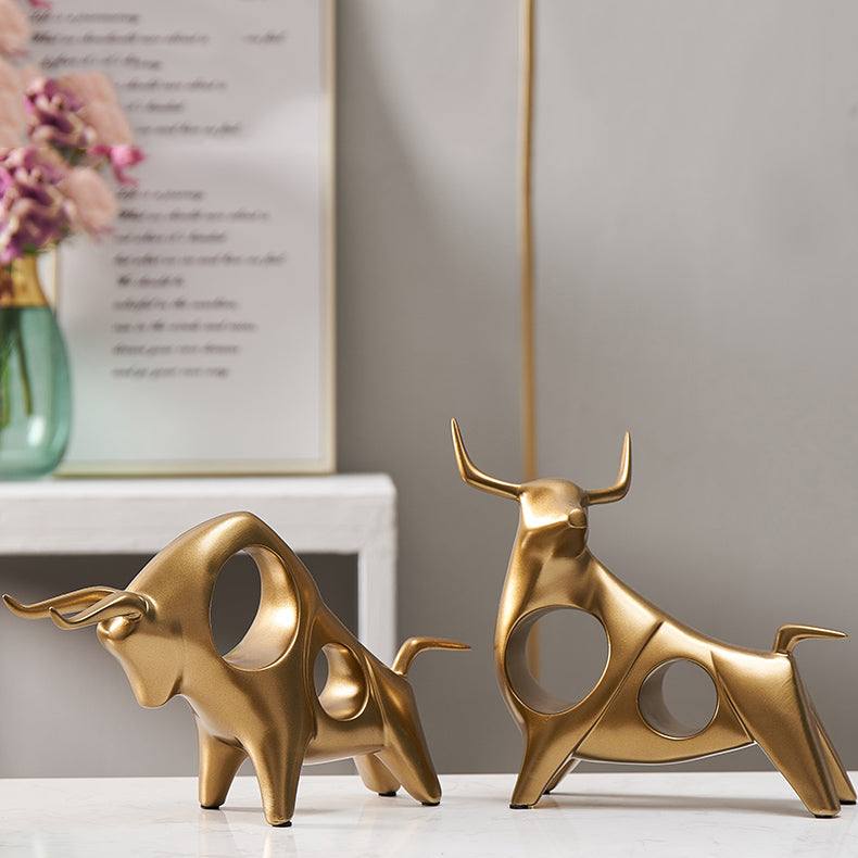 Enhabit Taurus Decorative Sculptures, Set of 2 - Gold