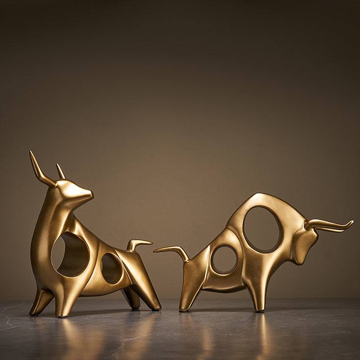 Enhabit Taurus Decorative Sculptures, Set of 2 - Gold