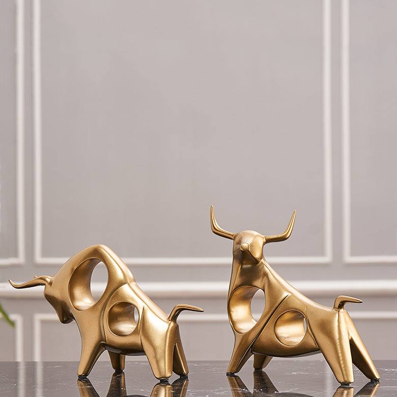 Enhabit Taurus Decorative Sculptures, Set of 2 - Gold