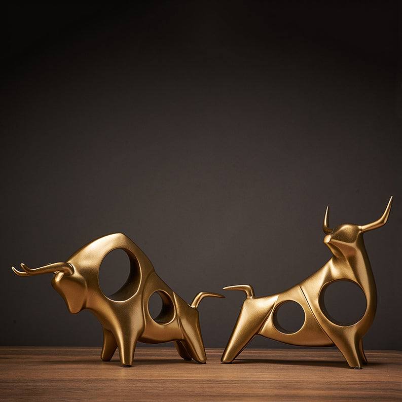 Enhabit Taurus Decorative Sculptures, Set of 2 - Gold