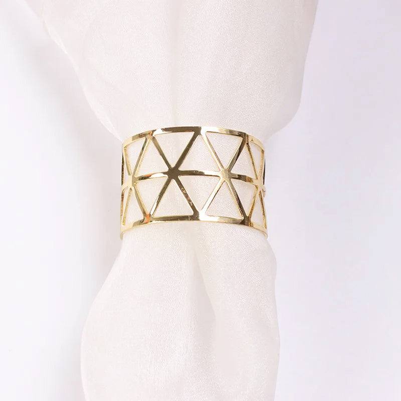 Enhabit Triangles Napkin Rings, Set of 6 - Gold