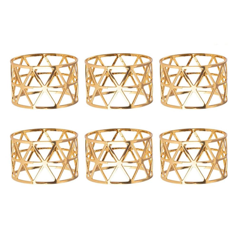 Enhabit Triangles Napkin Rings, Set of 6 - Gold