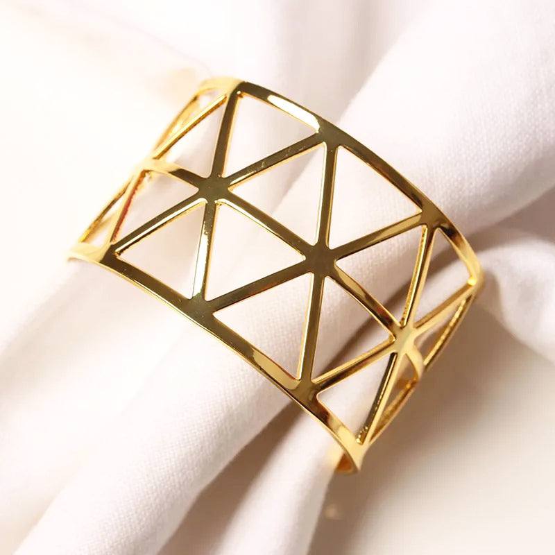 Enhabit Triangles Napkin Rings, Set of 6 - Gold