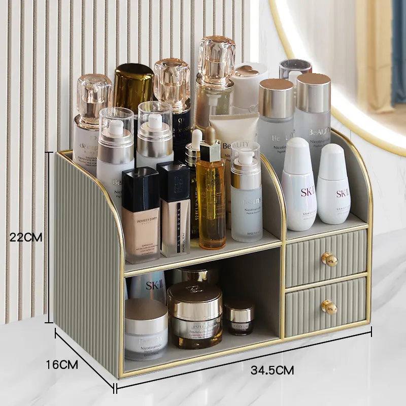 Enhabit Two-Tier Cosmetics Organiser with Drawers - Light Grey