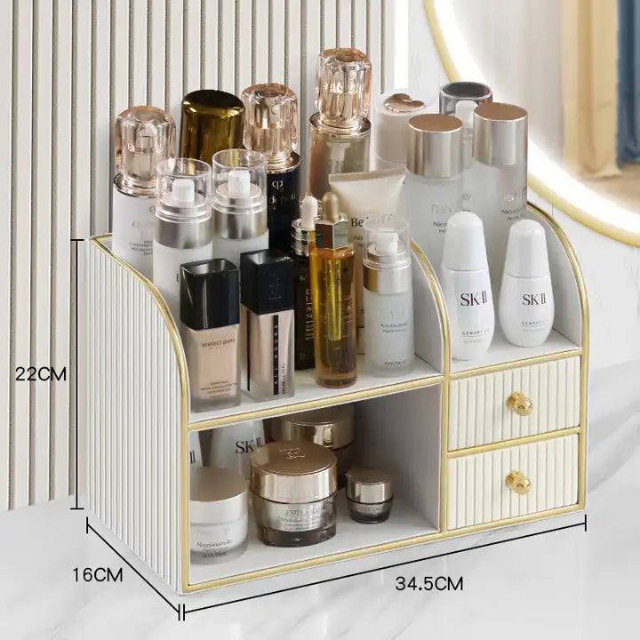Enhabit Two-Tier Cosmetics Organiser with Drawers - White