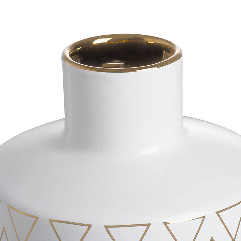 Enhabit Versa Ceramic Vase Medium - White & Gold