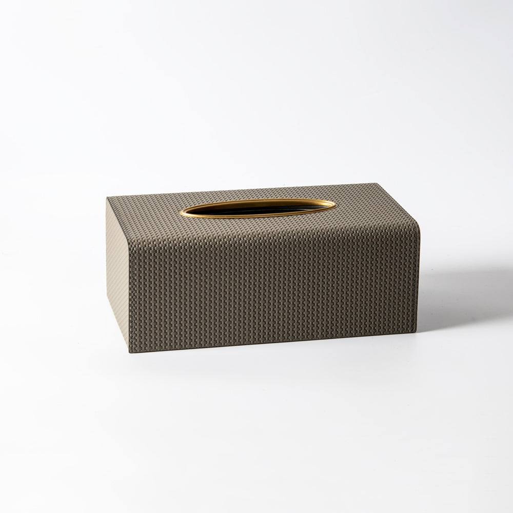 Enhabit Weave Rectangular Tissue Box Holder - Dark Grey & Gold