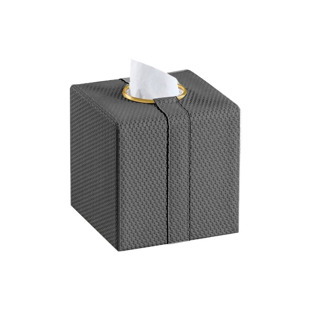 Enhabit Weave Square Tissue Box Holder - Grey & Gold