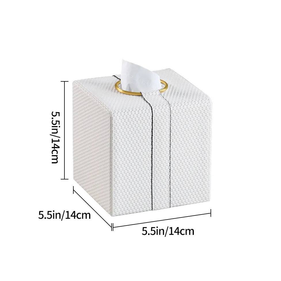 Enhabit Weave Square Tissue Box Holder - White & Gold
