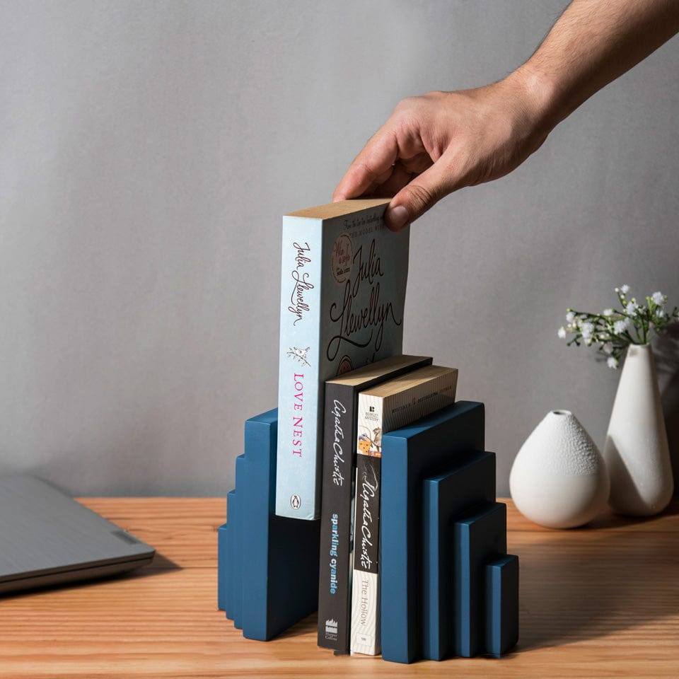 ESQ Living Accordion Bookends, Set of 2 - Ink Blue