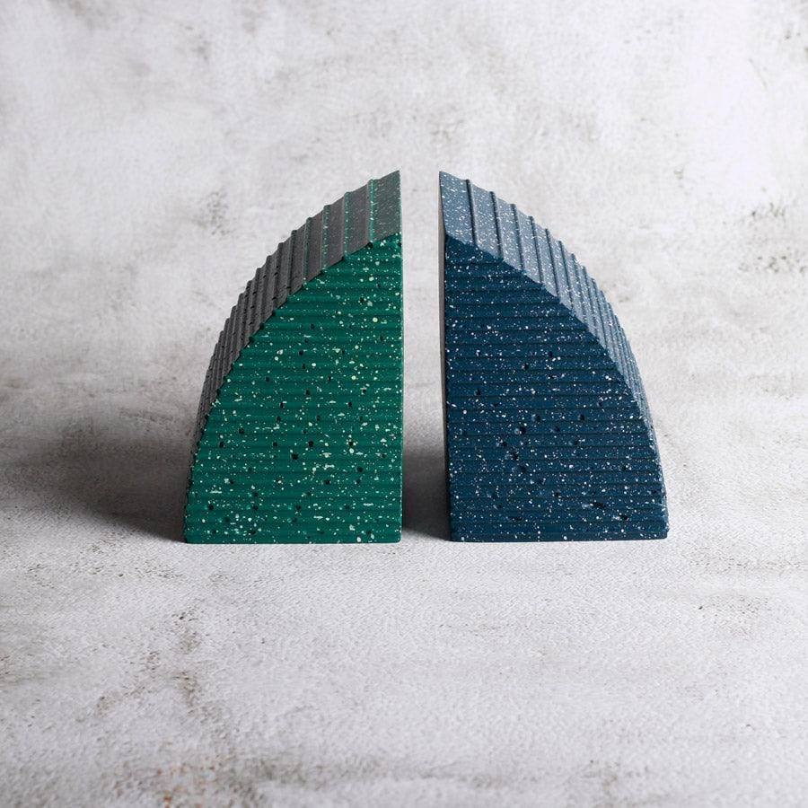 ESQ Living Arc Speckled Bookends, Set of 2 - Blue Green