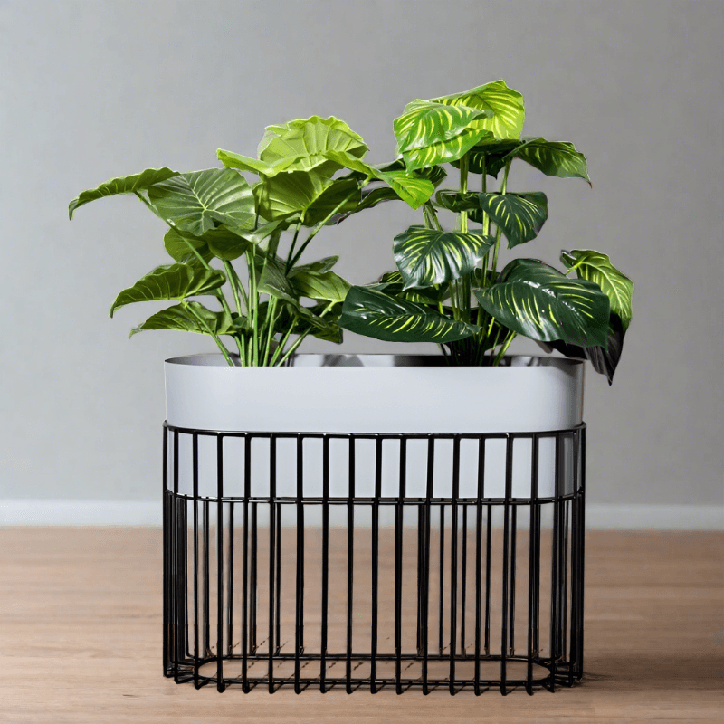 ESQ Living Arlo Indoor Metal Planter with Stand - Matte Grey