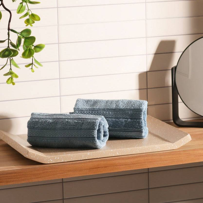 ESQ Living Atelier Egyptian Cotton Face Towels, Set of 2 - Blue