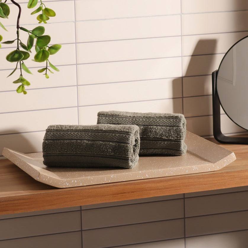 ESQ Living Atelier Egyptian Cotton Face Towels, Set of 2 - Dusty Olive