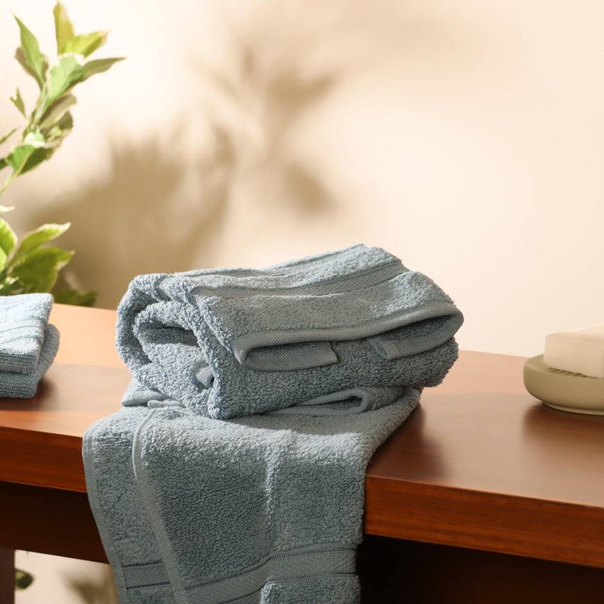 ESQ Living Atelier Egyptian Cotton Hand Towels, Set of 2 - Blue