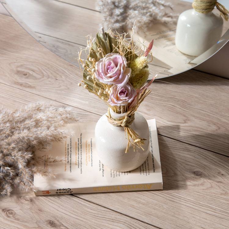 ESQ Living Ceramic Vase with Dried Bunch Medium - Beige Pink