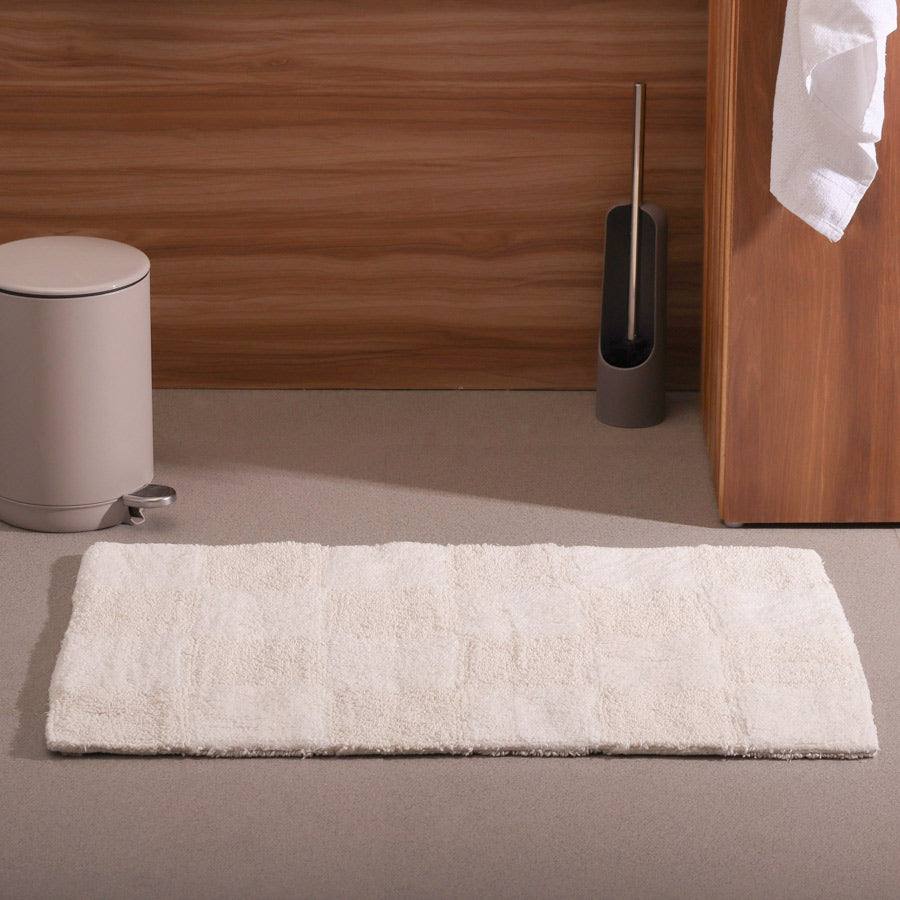 ESQ Living Checkered Reversible Tufted Bathmat - Ivory