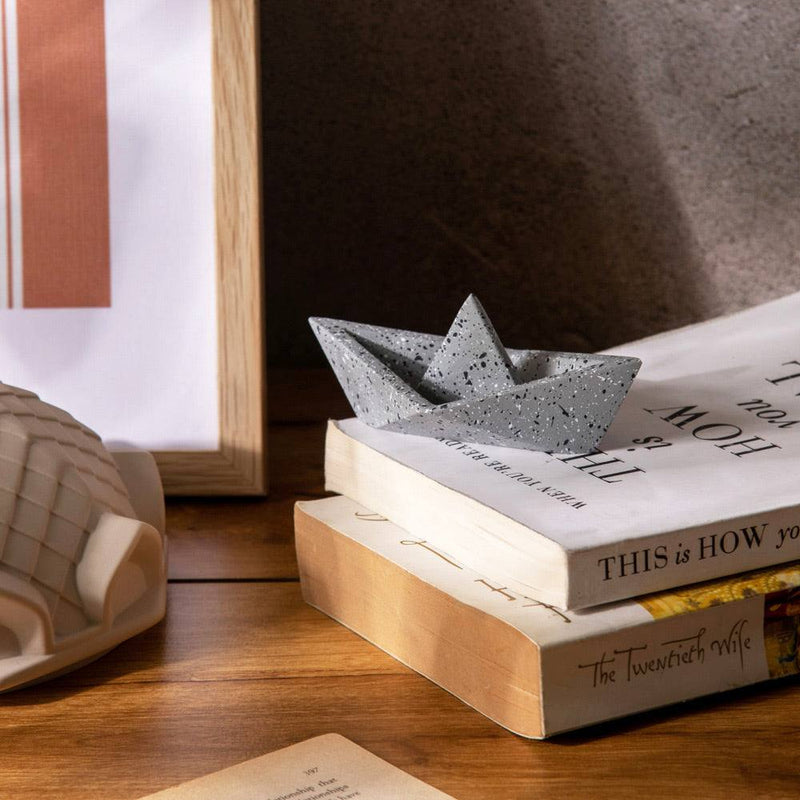 ESQ Living Concrete Boat Paperweight - Speckled Grey