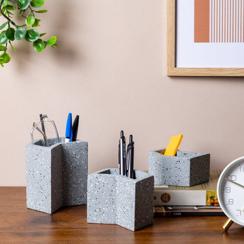 ESQ Living Concrete Tier Desk Organisers - Speckled Grey