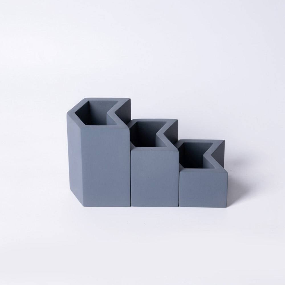 ESQ Living Concrete Tier Desk Organisers - Steel Grey