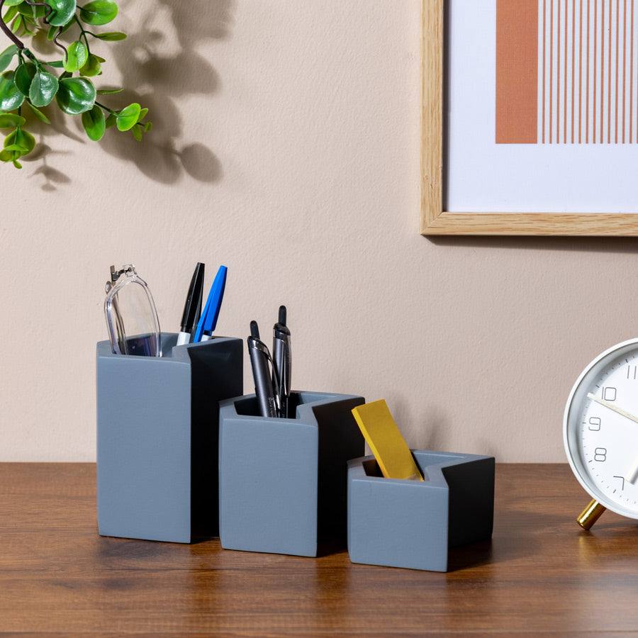 ESQ Living Concrete Tier Desk Organisers - Steel Grey