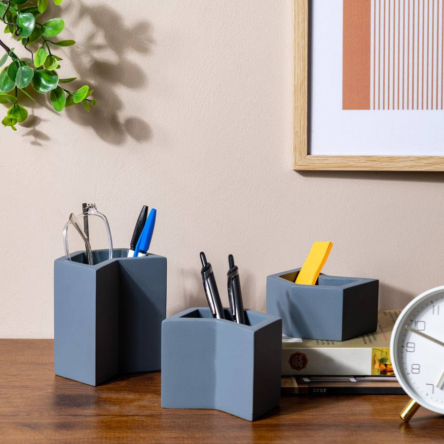 ESQ Living Concrete Tier Desk Organisers - Steel Grey