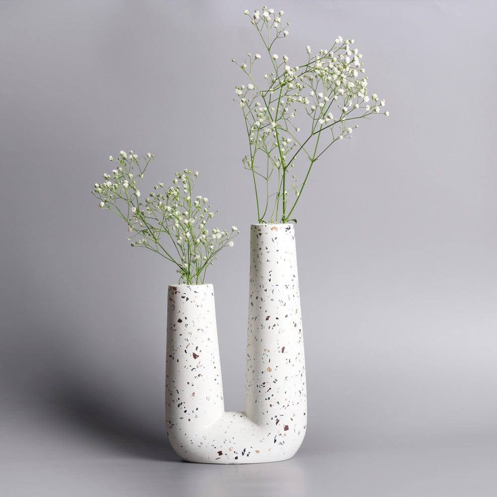 ESQ Living Curve Duo Vase - Terrazzo White