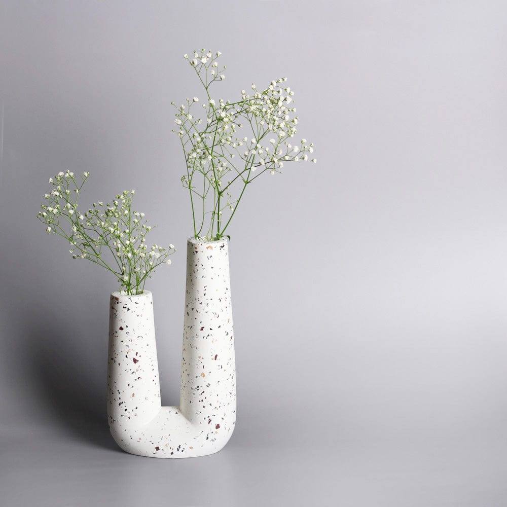 ESQ Living Curve Duo Vase - Terrazzo White