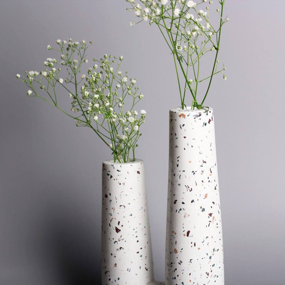 ESQ Living Curve Duo Vase - Terrazzo White