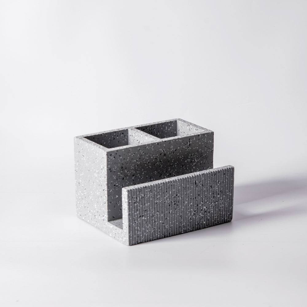 ESQ Living Dual Cutlery and Napkin Holder - Speckled Grey