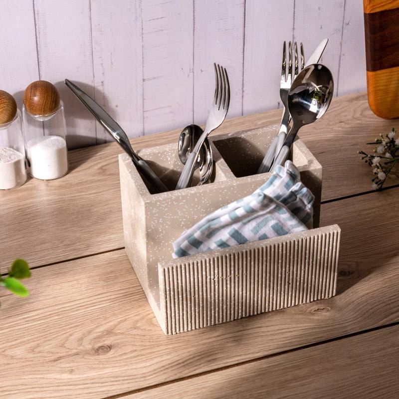 ESQ Living Dual Cutlery and Napkin Holder - Speckled Taupe