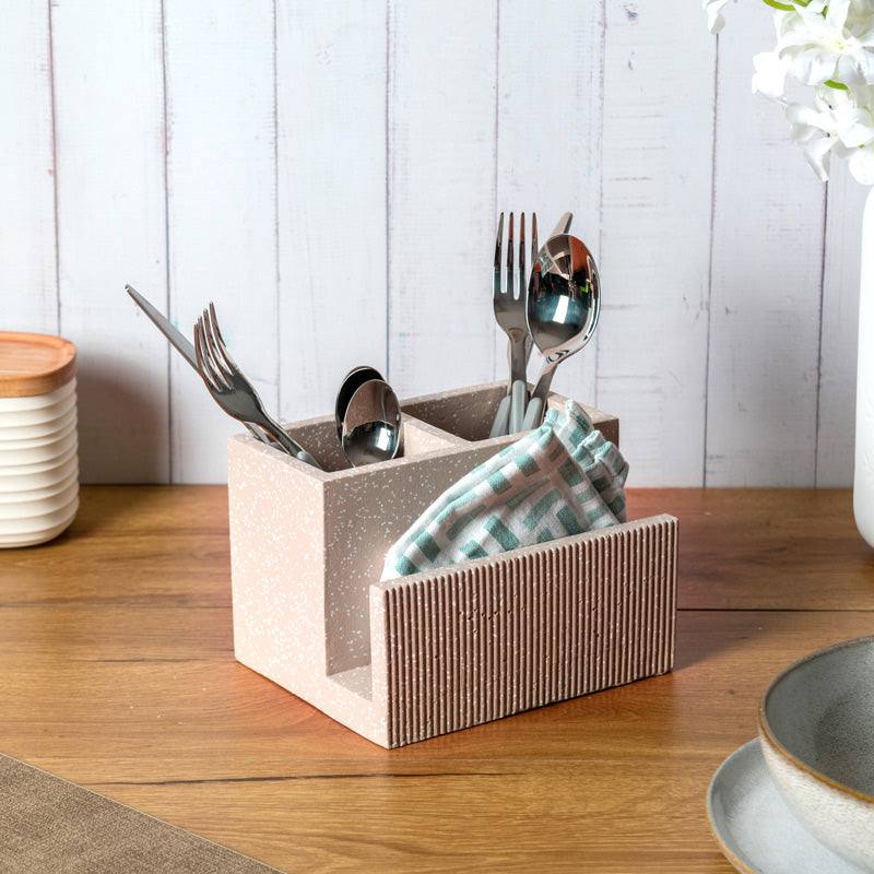 ESQ Living Dual Cutlery and Napkin Holder - Speckled Taupe