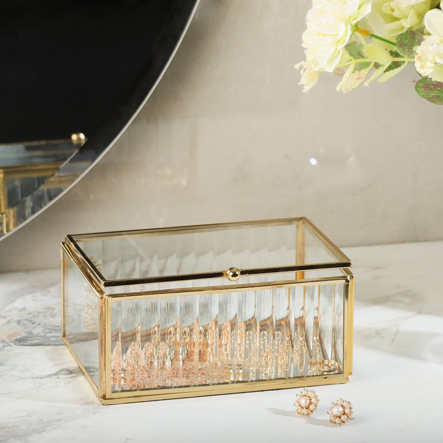 ESQ Living Eva Glass Jewellery Box Medium - Gold