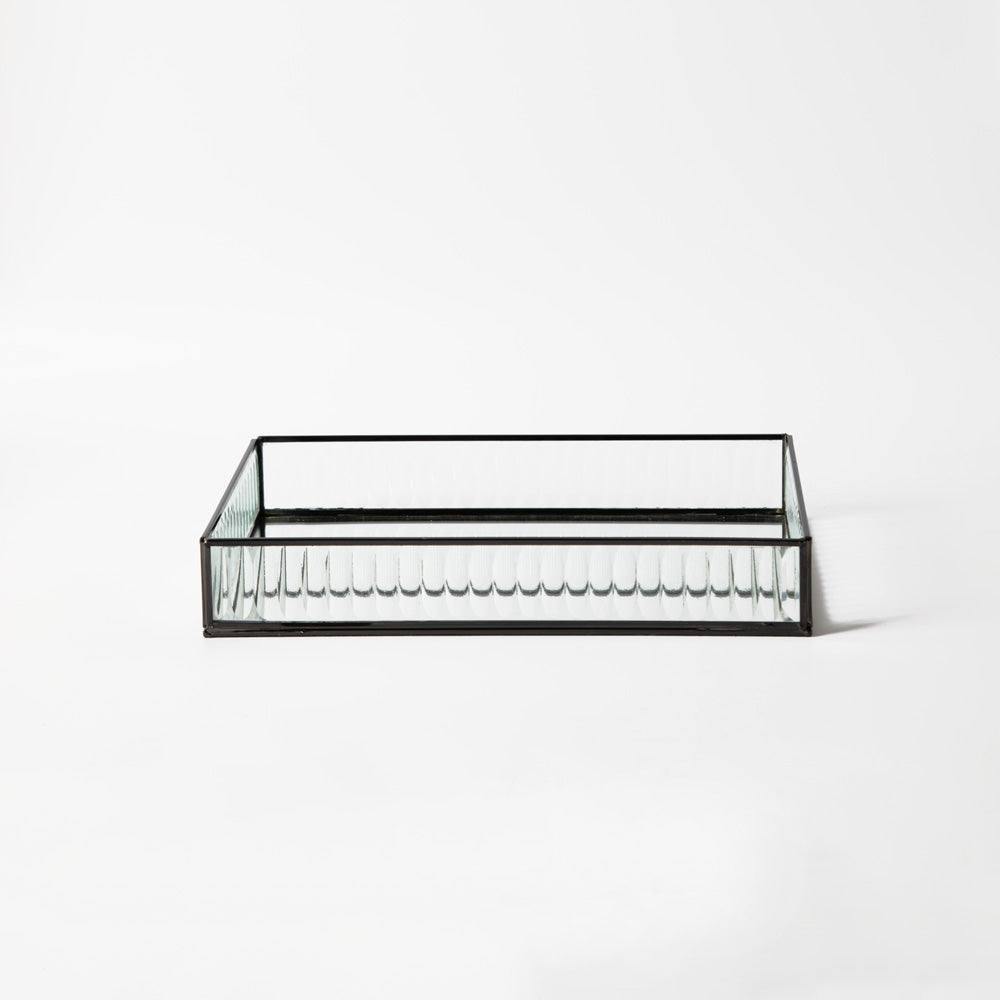 ESQ Living Fluted Glass Tray Large - Gunmetal