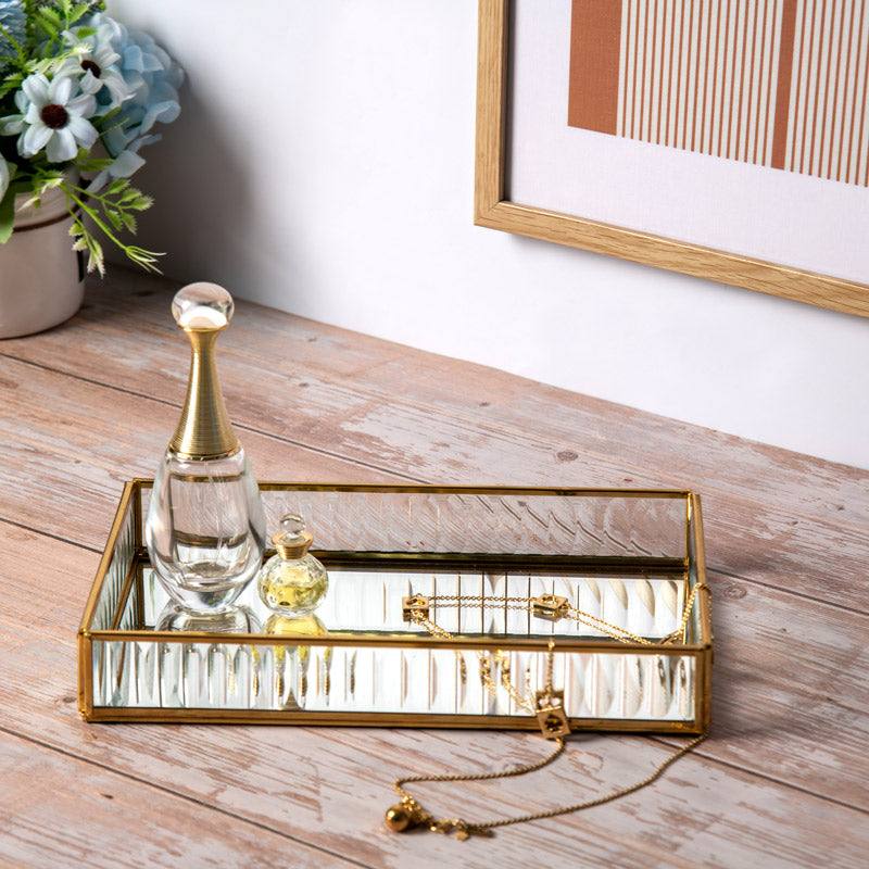 ESQ Living Fluted Glass Tray Medium - Gold