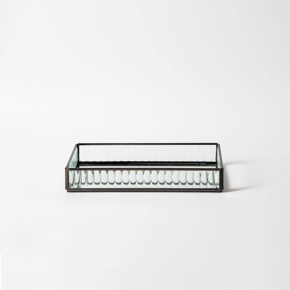 ESQ Living Fluted Glass Tray Medium - Gunmetal