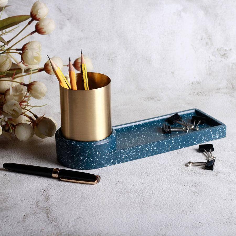 ESQ Living Fuse Speckled Desk Organiser - Blue Gold